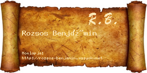 Rozsos Benjámin névjegykártya